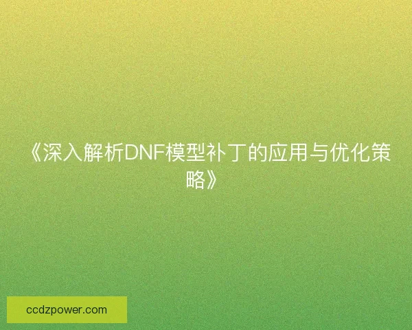《深入解析DNF模型补丁的应用与优化策略》