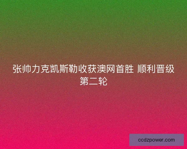 张帅力克凯斯勒收获澳网首胜 顺利晋级第二轮